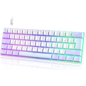 UrChoiceLtd MK21 Tastiera per Gioco, 60% Tastiera Meccanica Cablata, 61 Tasti Compatto Layout UK, Hot-Swap, Retroilluminazione RGB, Anti-Ghosting, Interrupteur Rosso, per PC, MAC, Ufficio - Viola