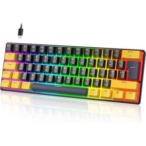UrChoiceLtd MK21 Tastiera per Gioco, 60% Tastiera Meccanica Cablata, 61 Tasti Compatto Layout UK, Hot-Swap, Retroilluminazione RGB, Anti-Ghosting, Interrupteur Rosso, per PC, MAC - Nero Stella