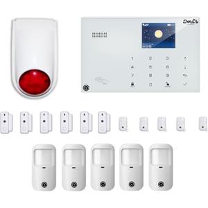 DadVu Soul & Technology Sistema di Allarme casa Kit Wireless senza fili, WIFI 2.4Ghz, GSM, Kit Dadvu DV-1A3GV3P2, Combinatore Telefonico, 100 zone, Gestibile da App, Compatibile Google Home ed Alexa