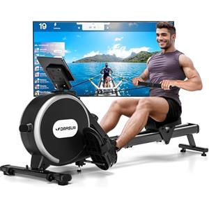 DMASUN Vogatore Magnetico, 16 Livelli di Resistenza Vogatore professionale per casa, Doppie guide scorrevoli in lega migliorate, compatibili con APP e capacità di carico massima di 160 kg