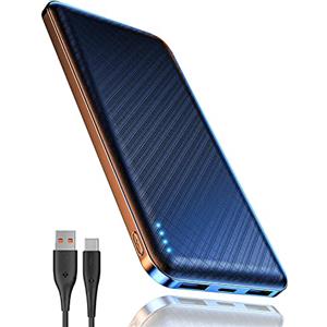 FAHEFANA Power Bank 10000 mah, Powerbank Ultra Leggero Sottile Caricatore Portatile, USB C Uscita e Ingressi (3.0A) e 2 USB Uscita, Compatibile con iPhone 14 13 Pro ipad AirPods Samsung S22 Xiaomi