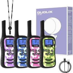 QUOLIX Walkie Talkie per Bambini, Radio Ricaricabile Bidirezionale 8 Canali VOX Torcia Regalo per Ragazzi 3-12 Anni - Set Mimetico (4 Colori)