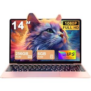 NOTODD PC Portatile Win11 Pro Computer Portatile Notebook 14 Pollici 6+256GB SSD Expansion 1TB, 5000mAh Laptop Celeron N4020 fino a 2.8GHz, 5G WiFi BT4.2 Supporto Mouse Wireless & Protezione Tastiera-Oro