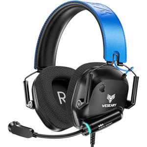 WESEARY Cuffie Gaming Over Ear, Cuffie Gaming Stereo con Mic per PS4, PS5, PC, Xbox One, Switch, Cuffie con Cuscinetti in Memory Foam Cancellazione Rumore, Jack da 3,5 mm
