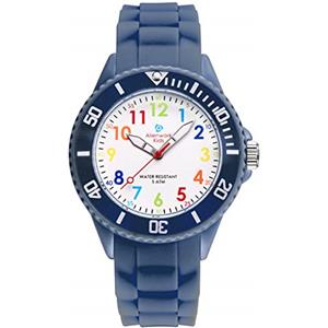 Alienwork Kids Orologio di Apprendimento Bambini Ragazzi Ragazze Blu Marino Bracciale in Silicone Multicolore bambini Impermeabile 5 ATM Tempo di Apprendimento