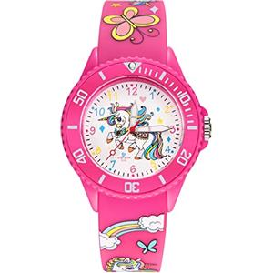 Alienwork Unicorno Ragazza Orologio di Apprendimento Bambini Ragazze Rosa Bracciale in Silicone Multicolore bambini Impermeabile 5 ATM Tempo di Apprendimento