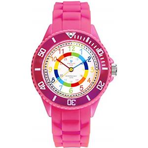Alienwork Kids Orologio di Apprendimento Bambini Ragazze Rosa Bracciale in Silicone Multicolore bambini Impermeabile 5 ATM Tempo di Apprendimento