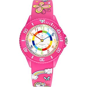Alienwork Unicorno Ragazza Orologio di Apprendimento Bambini Ragazze Rosa Bracciale in Silicone Multicolore bambini Impermeabile 5 ATM Tempo di Apprendimento