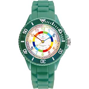 Alienwork Kids Orologio di Apprendimento Bambini Ragazzi Ragazze Verde esercito Bracciale in Silicone Multicolore bambini Impermeabile 5 ATM Tempo di Apprendimento