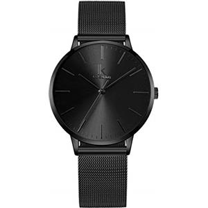 Alienwork Orologio Donna Nero Cinturino in Maglia Metallo Ultra Sottile