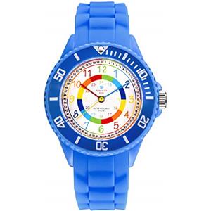 Alienwork Kids Orologio di Apprendimento Bambini Ragazzi Ragazze Blu Bracciale in Silicone Multicolore bambini Impermeabile 5 ATM Tempo di Apprendimento