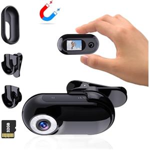 Xilecam Mini Action Cam 1080p Telecamera Animali Telecamere Nascoste da Esterno Body Cam e Accessori（NeroOpaco）