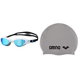 ARENA The One Mirror, Occhiali Unisex Adulto, Blu (Blue White Black), Taglia Unica Classic Silicone, Cuffia Unisex Adulto, Grigio (Silver/Black), Taglia Unica