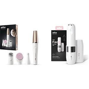 Braun FaceSpa Pro SE912 - Depilatore Donna per Viso, Epilazione e Pulizia, Rasoio Elettrico per Baffetti, Mento e Guance - Bianco e Oro - Idea Regalo