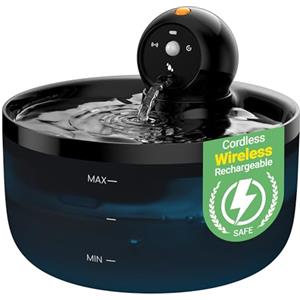 GOOIFUN Fontanella per Gatti senza Fili: Fontana per Gatti a Batteria - 2.6L Fontanella Gatto con Sensore di Movimento - Dispenser Acqua Gattis Ricaricabile - Distributore Acqua Cani con Pila - Nero