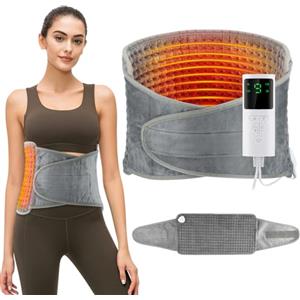 Souvik Termoforo Elettrico Lombare, Rapido Cuscino Termico Elettrico Per Schiena Spalle Addome, con 9 livelli di temperatura, 4 timer, lavabile in lavatrice per donne e uomini, 125 x 30 cm