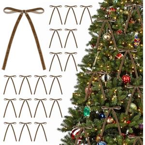 KKSTY 30 fiocchi natalizi in velluto, stile vintage, per albero di Natale, confezioni regalo, ghirlande, corone, festoni, matrimoni, feste, decorazioni per la casa, 12,7 x 17,8 cm (cammello)