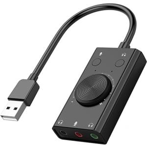 BLNGET Scheda audio USB Scheda audio esterna USB con porta microfono per cuffie microfono 3.5mm uscita 3 porte per cuffie PC