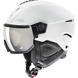 uvex instinct visor, casco da sci robusto unisex, con visiera, regolazione individuale delle dimensioni, white-black matt, 59-61 cm