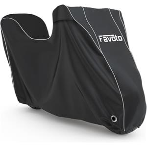 Favoto Telo Coprimoto Impermeabile Esterno Telo Moto Tessuto Oxford 300D e Scooter Elettrici con Bauletto, Strisce Riflettenti e Foro per Serratura 245cm x 105cm x 130cm