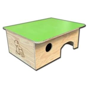 Euroshoppingonline Casetta per tartarughe di terra in legno multistrato, resistente alle intemperie, senza fondo, ventilazione regolabile ricorevo casa chalet villetta gabbia terrario rettili e serpenti 43x30x23 cm