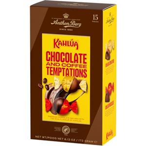 Anthon Berg - Cioccolatini Assortiti e ripieni di Liquore al Caffé Kahlúa®, Cioccolato Fondente e al Latte, 15 Pezzi, 173 Grammi
