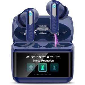 ZYHKON Cuffie Bluetooth, Auricolari Bluetooth 5.4 Con Touch Screen Multifunzione, ANC/ENC Cancellazione Rumor Cuffie Wireless Stereo HiFi, Blu scuro