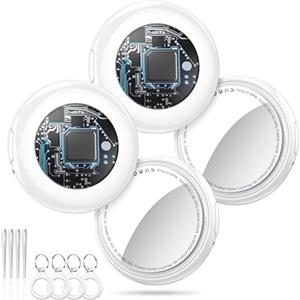 Tukio Smart Air Tracker Tags 4 Pezzi Bianco, Smart Tracker Localizzatore Funziona con Apple Dov'è App (solo iOS), Bluetooth Trova Oggetti e Chiavi/Bagagli/Portafogli/Valigia, Batteria Sostituibile