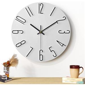AUSYIWI Orologio Da Parete, 30cm Orologio da Muro, Silenzioso, per Casa, Soggiorno, Cucina, Ufficio, Hotel Decorazione (Bianco)