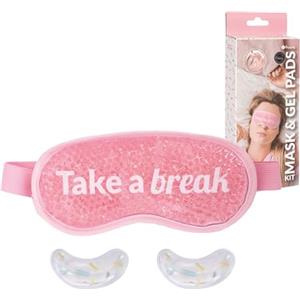 Fisura - Kit maschera occhi in gel freddo "Take a Break" rosa riutilizzabile con 2 patch. Sollievo per borse, occhiaie, rughe e relax dopo una lunga giornata