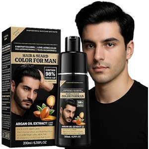 EHIOG Shampoo Colorante Nero 4 in 1 per Uomo e Donna - Copertura Totale dei Capelli Bianchi - Tinta Istantanea e Duratura - Facile da Usare a Casa - 200ml