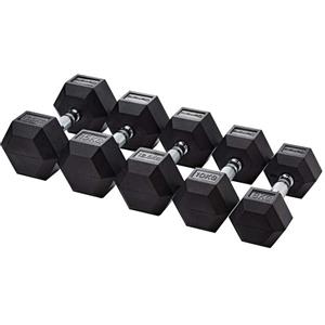 Diamond Fitness Manubrio Gommato Esagonale 35 kg con Impugnatura Cromata Ergonomica