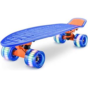 Hurtle Skateboard Mini Cruiser Standard, Tavola PP 15,24 cm, Doppio Kick, Truck in Lega Alluminio da 8,26 cm, Ruote in PU con Luce LED, Bambini da 5 Anni, Adolescenti, Adulti