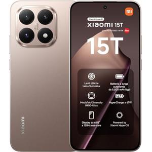 Xiaomi 15T, Smartphone 12+256GB, Display da 6,83" 120Hz, MediaTek Dimensity 8400-Ultra, Obiettivo ottico Leica Summilux da 50MP, 5500mAh, Garanzia 2 Anni, Oro Rosa, Caricabatterie non incluso