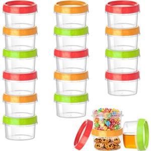 VINATO 18Pcs Contenitori per Alimenti, 120ml Barattolini Plastica Piccoli con Tappo, Set Scatole Plastica, Contenitori per Congelatore, Impilabili