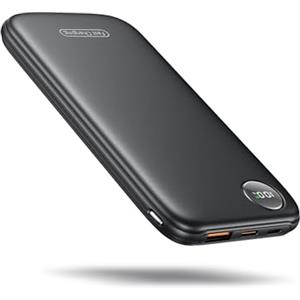 Ntaanoo Power Bank, 22.5W 10000mAh Ricarica Rapida Caricatore Portatile iphone, QC 3.0 USB C Powerbank Potente, Batteria Esterna Display LED per iPhone 16 15 14 13 12 Pro Max Mini Plus Android (Nero)