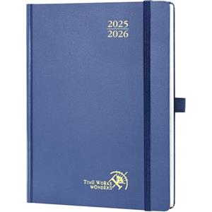 POPRUN Agenda 2025 2026 Settimanale Verticale 22 x 16,5 cm, Diario Scuola 17 Mesi da Ago.2025 a Dic.2026, Copertina Rigida, Carta Spessa da 80 GSM, Blu Marino