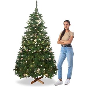 FRANKYSTAR Comet - Albero di Natale con luci LED e pigne ø110 x 210H, 1200 rami e 60 pigne