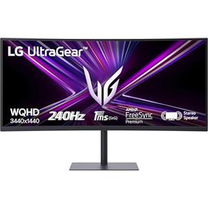 LG UltraGear 34G630A Monitor Gaming 34" 21:9 Curvo WQHD (3440x1440), 240Hz, 1ms (GtG), AMD FreeSync Premium, VRR, HDR 400, Speaker Stereo 10W, USB-C (15W), HDMI, DP, Hub USB, AUX, 2PBP, PIP, Nero