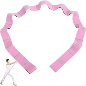 GIMIRO Cintura elastica per yoga,fascia elastica di resistenza con 8/9/10/11 passanti,pilates,fascia,allenamento della forza,allungamento del corpo,balletto,danza fitness (rosa - 11 loop), 4 cm