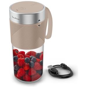 Moulinex Lightmix, Frullatore Portatile 300ml, Potente e Silenzioso, Bicchiere in Tritan Infrangibile, Lunga Autonomia e Auto Spegnimento, Colore Argilla, LM1C0A