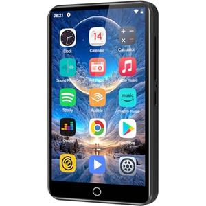 ZAQE Lettore MP3 con Spotify, lettore MP3 ZAQE 80GB con Bluetooth e WLAN, lettore musicale con Amazon music, audible, Deezer, touch screen da 4 pollici, lettore MP4 per bambini (Nero)