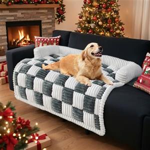 LiveGo Copertura Divano Lavabile per Cani e Gatti - Morbida Coperta in Peluche Antigraffio, Protezione Mobili per Divano con Angoli Elastici