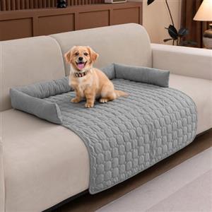 LiveGo Copridivano per animali domestici, in peluche, lavabile, protezione per mobili per cani e gatti, antiscivolo, morbida e resistente, comoda e facile da pulire (grigio chiaro A, 90 x 90 x 12 cm)