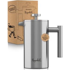 Morgenheld Premium French Press in acciaio inossidabile - 3 tazze 600 ml - Caffettiera francese con filtri di ricambio, adatta all'induzione - caraffa termica isolante a doppia parete 600ml