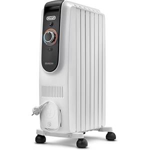 De'Longhi Dragon EasyTronic - Radiatore ad Olio per stanze fino a 45 m³, Stufa Elettrica con Termostato di Sicurezza, 6 Elementi, 12 Livelli di Riscaldamento, Portatile, 1500W, Bianco (TRD50615)