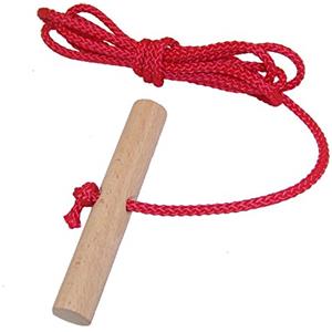 Unbekannt Corda con manico in legno di faggio, 1,50 m, per slittini e bob, rot