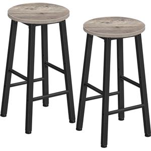 HOOBRO Set di 2 Sgabelli da Bar, Sedie da Bar, Sgabelli Alti con Poggiapiedi di Diverse Altezze, Piedini Regolabili, per Ristorante, Cucina, Bancone, Grige e Nero EBG07BY01G1N2