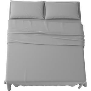 MAXIME MAISON - Completo Lenzuola Matrimoniali 4 Pezzi, Set Lenzuola Matrimoniale in Microfibra Made in Italy, Completo Letto 1 Lenzuolo con Angoli, 1 Lenzuolo Sopra, 2 Federe (Grigio)