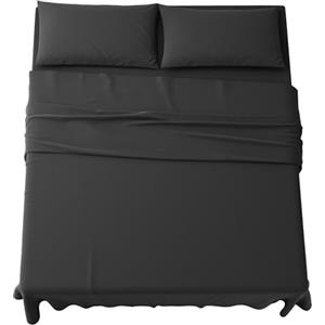 MAXIME MAISON - Completo Lenzuola Matrimoniali 4 Pezzi, Set Lenzuola Matrimoniale in Microfibra Made in Italy, Completo Letto 1 Lenzuolo con Angoli, 1 Lenzuolo Sopra, 2 Federe (Nero)